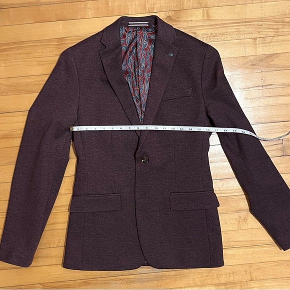 Men’s Rw&Co Summer sports coat in burgundy slim fit - Picture 3 of 6